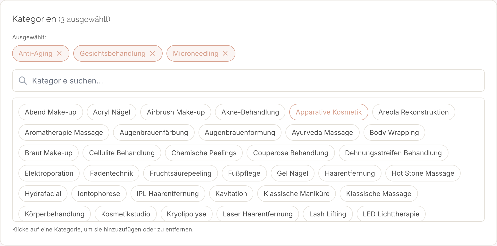 Kategorien auswählen