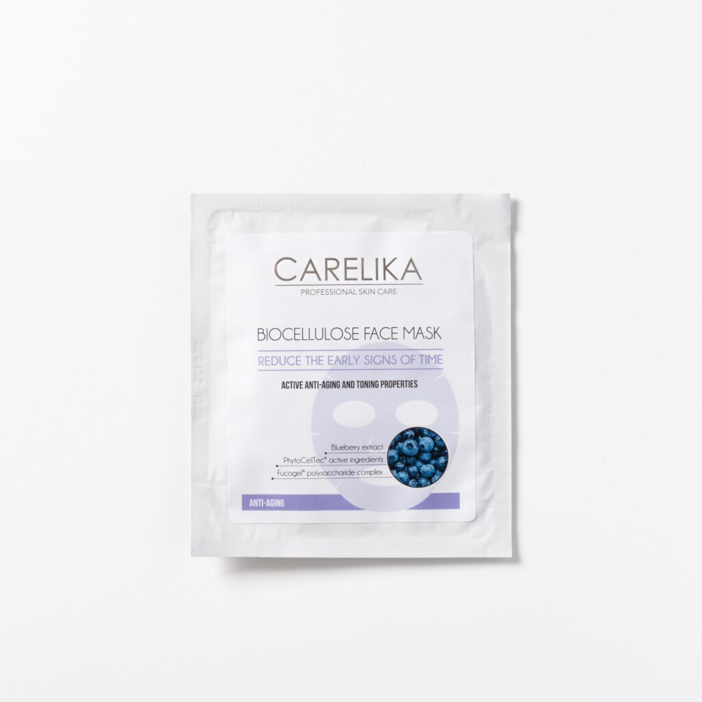 CARELIKA Biocellulose Gesichtsmaske mit Heidelbeer-Extrakt und PhytoCellTec™